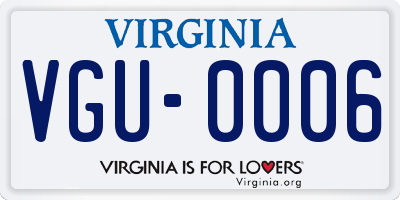 VA license plate VGU0006