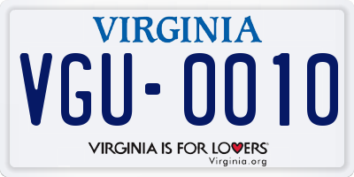 VA license plate VGU0010