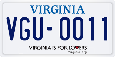 VA license plate VGU0011