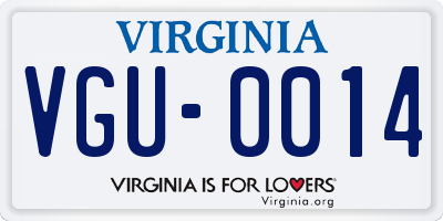 VA license plate VGU0014