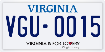 VA license plate VGU0015