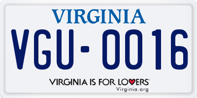 VA license plate VGU0016