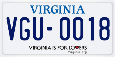VA license plate VGU0018