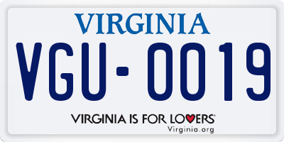 VA license plate VGU0019