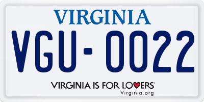 VA license plate VGU0022