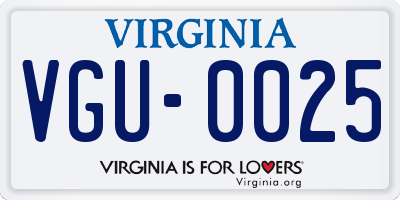VA license plate VGU0025