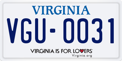 VA license plate VGU0031