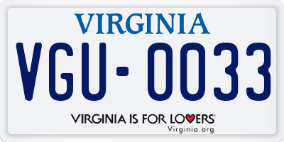 VA license plate VGU0033