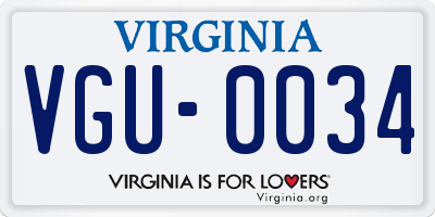 VA license plate VGU0034