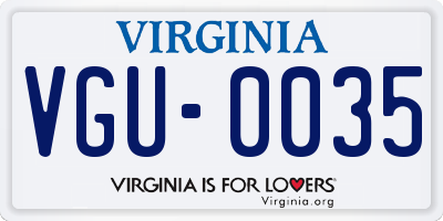VA license plate VGU0035
