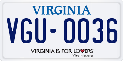 VA license plate VGU0036