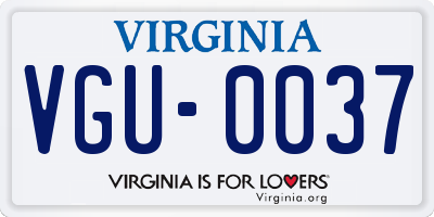 VA license plate VGU0037