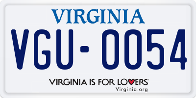 VA license plate VGU0054