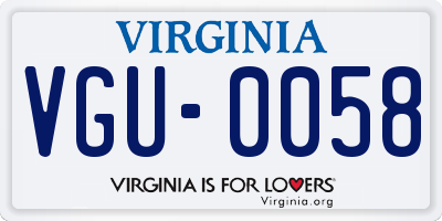 VA license plate VGU0058