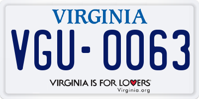 VA license plate VGU0063