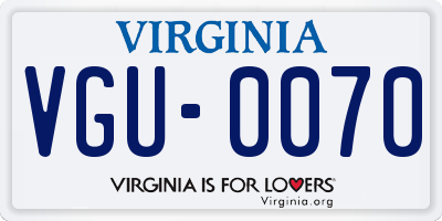 VA license plate VGU0070