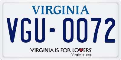 VA license plate VGU0072