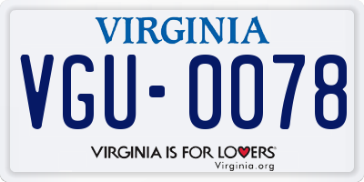VA license plate VGU0078