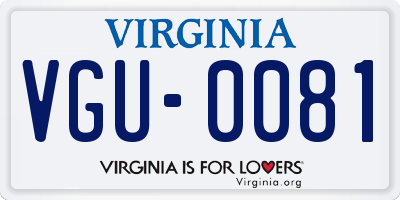 VA license plate VGU0081