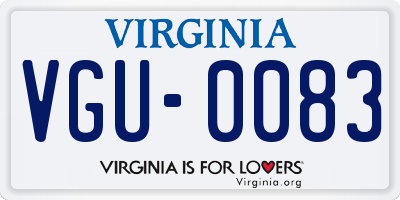 VA license plate VGU0083