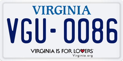 VA license plate VGU0086