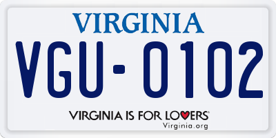 VA license plate VGU0102