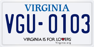 VA license plate VGU0103