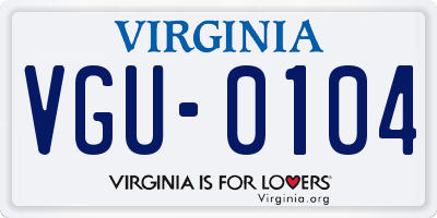 VA license plate VGU0104