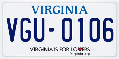 VA license plate VGU0106