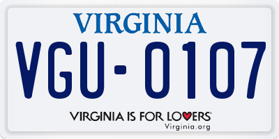 VA license plate VGU0107