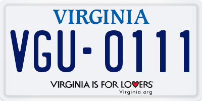 VA license plate VGU0111