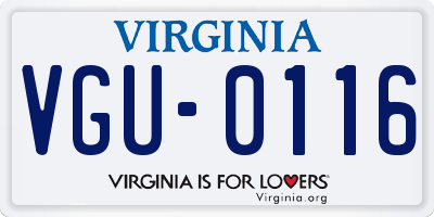 VA license plate VGU0116