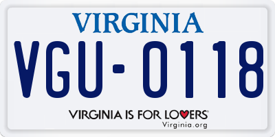 VA license plate VGU0118