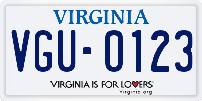 VA license plate VGU0123