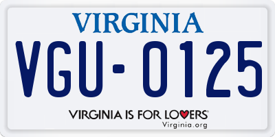 VA license plate VGU0125