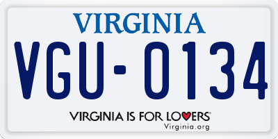 VA license plate VGU0134