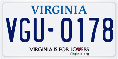 VA license plate VGU0178