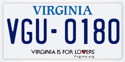 VA license plate VGU0180