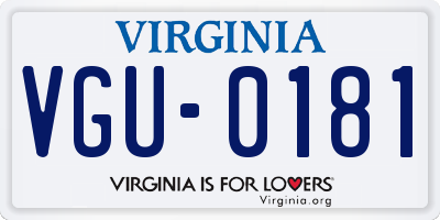 VA license plate VGU0181