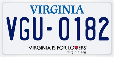 VA license plate VGU0182