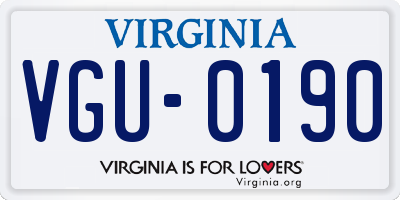 VA license plate VGU0190