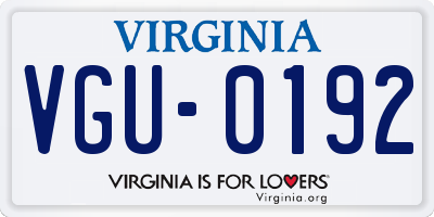 VA license plate VGU0192