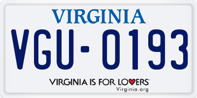 VA license plate VGU0193