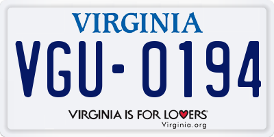 VA license plate VGU0194