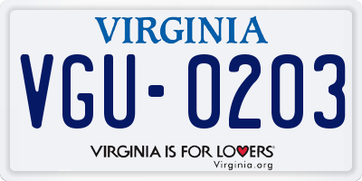 VA license plate VGU0203