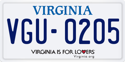 VA license plate VGU0205