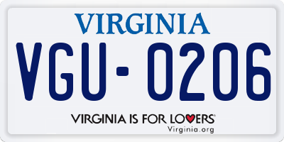 VA license plate VGU0206