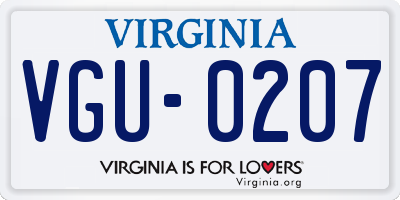 VA license plate VGU0207