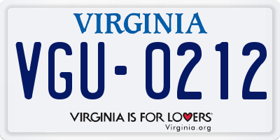 VA license plate VGU0212