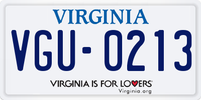VA license plate VGU0213